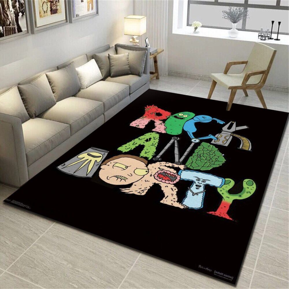 Rick and Morty Monster Font Multiverse Mashup Rug