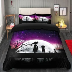 Rick And Morty Moon Night Black Purple Bedding Set
