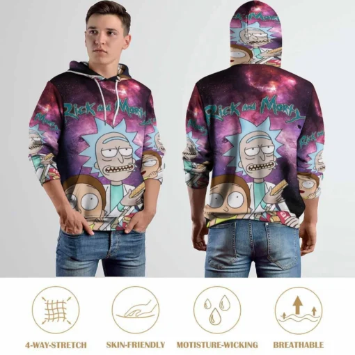 Rick and Morty Multiface Pizza Galaxy Hoodie
