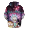 Rick and Morty Multiface Pizza Galaxy Hoodie back