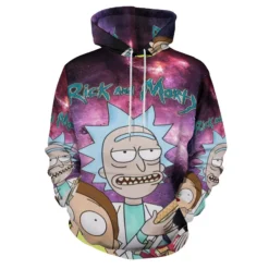 Rick and Morty Multiface Pizza Galaxy Hoodie front