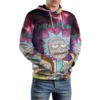 Rick and Morty Multiface Pizza Galaxy Hoodie front mockup