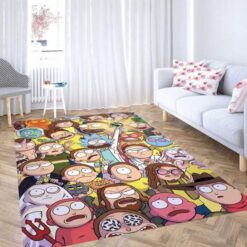Rick And Morty Multiverse Mayhem Character Collage Rug