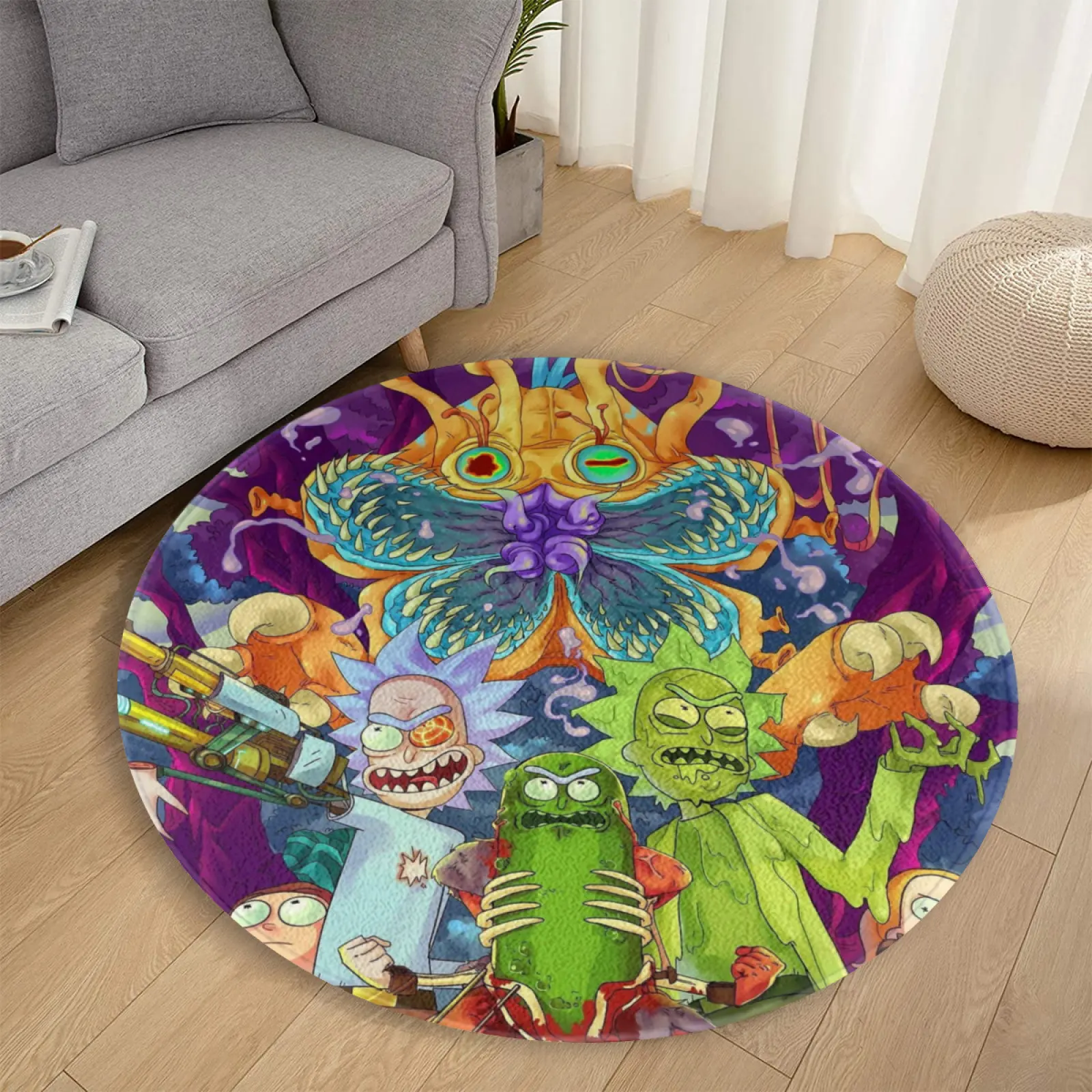 Rick and Morty Multiverse Mayhem Round Rug
