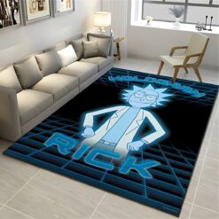 Rick and Morty Neon Hologram Gridscape Rug