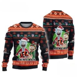 Rick And Morty Nfl Cincinnati Bengals Black Ugly Christmas Sweater