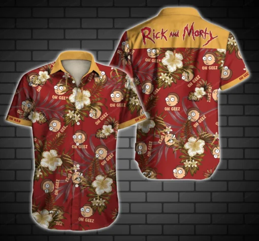 Rick and Morty Oh Geez Tropical Panic Hawaiian Shirt