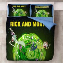 Rick And Morty Out Of The Portal Black Green Bedding Set