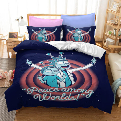 Rick And Morty Outerspace Peace Amongs World Bedding Set
