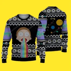 Rick And Morty Rainbow Snowflakes Ugly Christmas Sweater