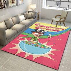Rick and Morty Strawberry Smiggles Cereal Box Rug