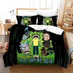 Rick And Morty The Vat Of Acid Black Green Bedding Set