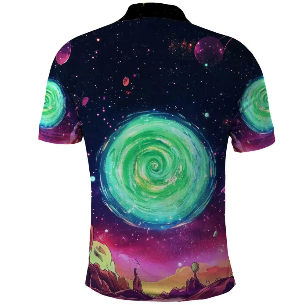 Rick and Morty Tiger King Polo Shirt back