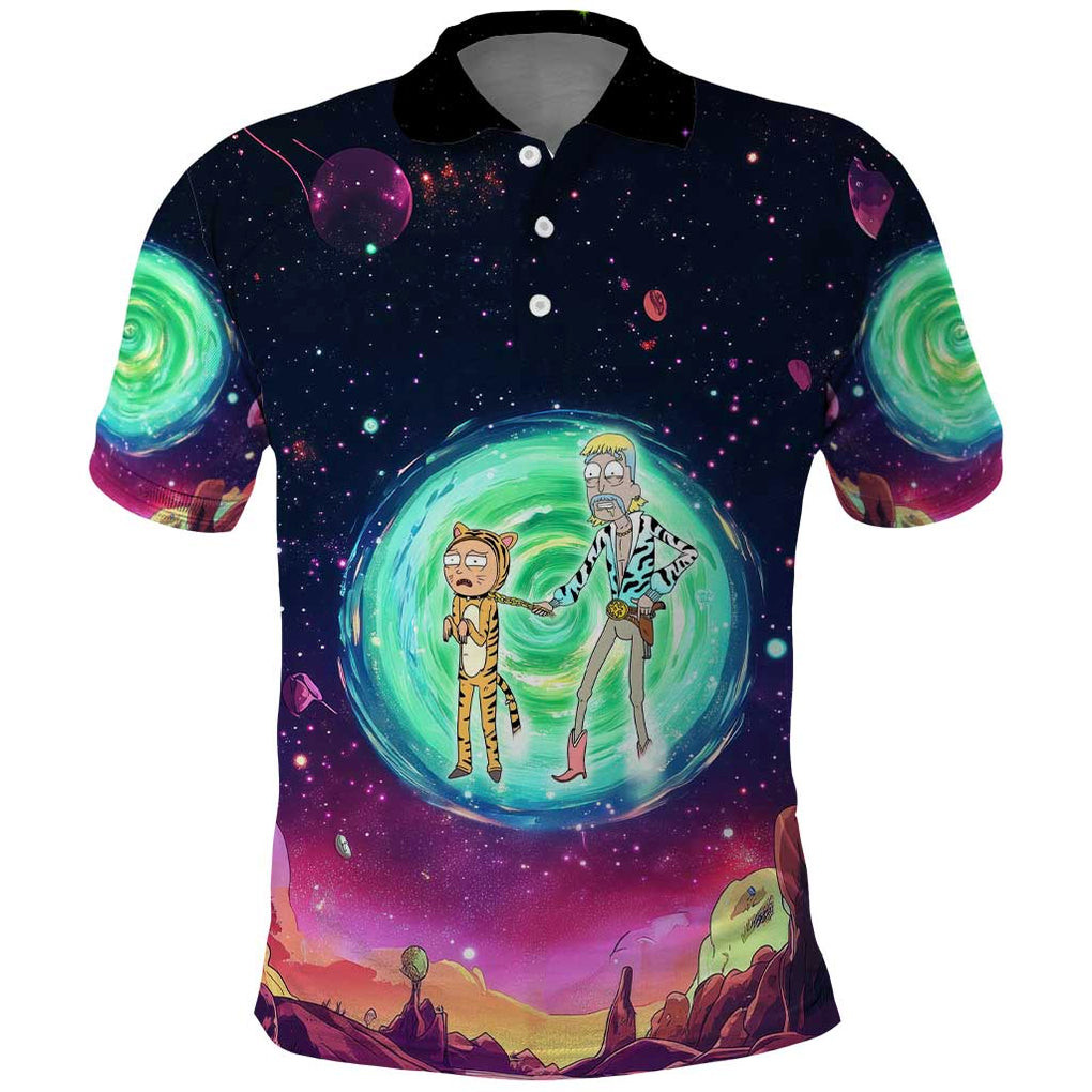 Rick and Morty Tiger King Polo Shirt front
