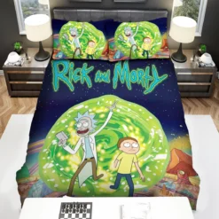Rick And Morty Travel To Another Dimension Colorful Bedding Set