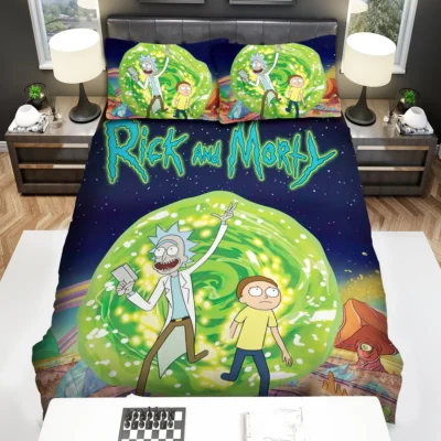 Rick And Morty Travel To Another Dimension Colorful Bedding Set