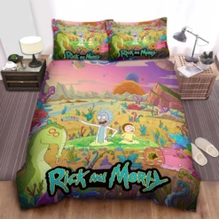 Rick And Morty Travel To Another Planet Colorful Bedding Set