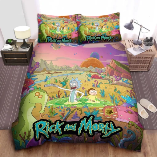 Rick And Morty Travel To Another Planet Colorful Bedding Set