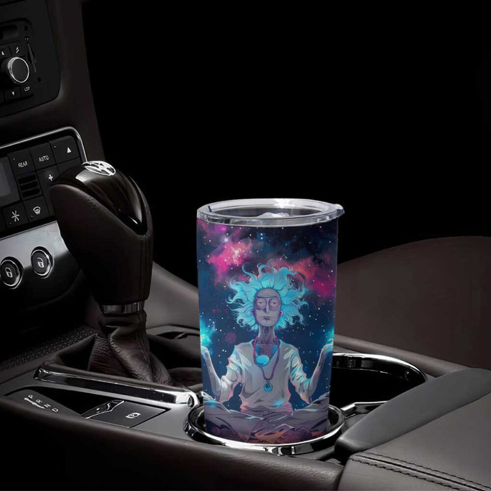 Rick and Morty Trippy Cosmic Rick Trippy Style Tumbler on car
