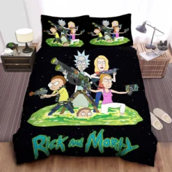Rick And Morty Version Munchkin Black Green Bedding Set