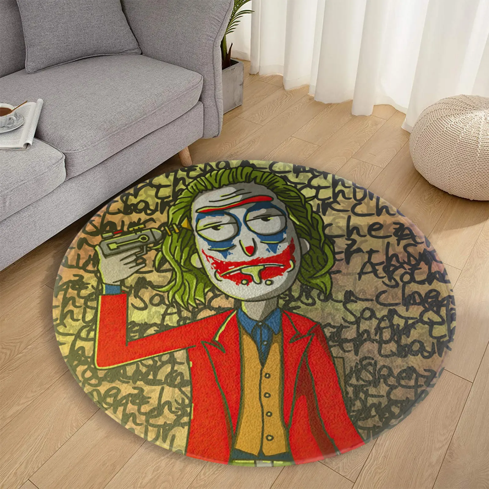 Rick X Joker Multiverse Mayhem Pop Art Round Rug