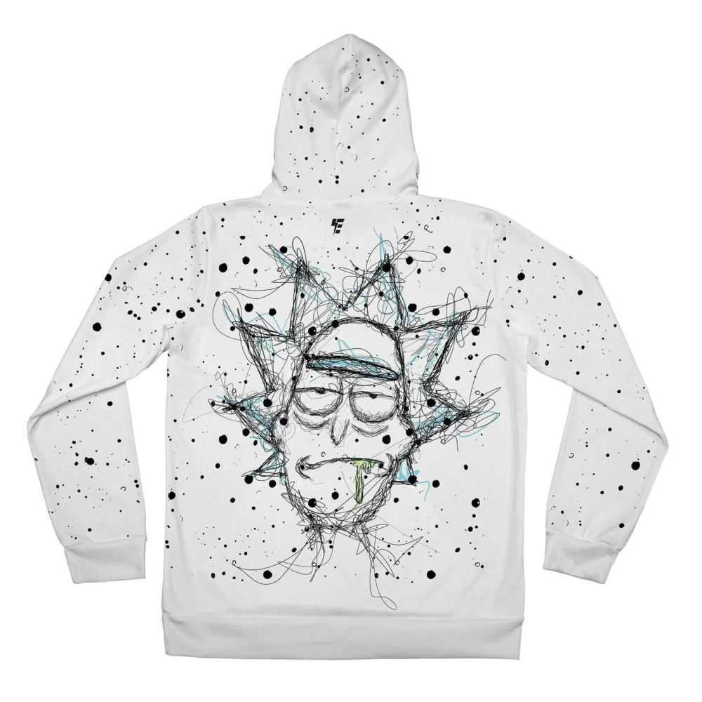 Scribble Rick Cartoon And Morty Hoodie back