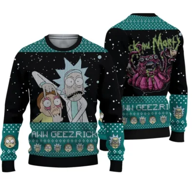 Aww Geez Galactic Rick and Morty Ugly Christmas Sweater