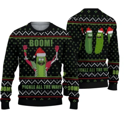 Pickle Power Holiday Clash Rick and Morty Ugly Christmas Sweater