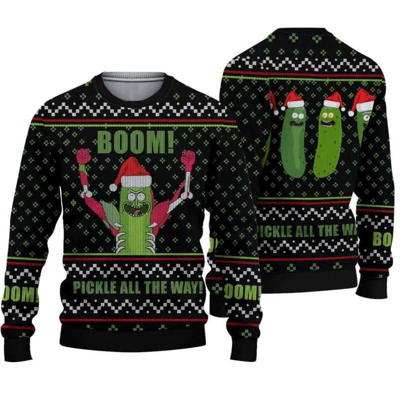 Pickle Power Holiday Clash Rick and Morty Ugly Christmas Sweater