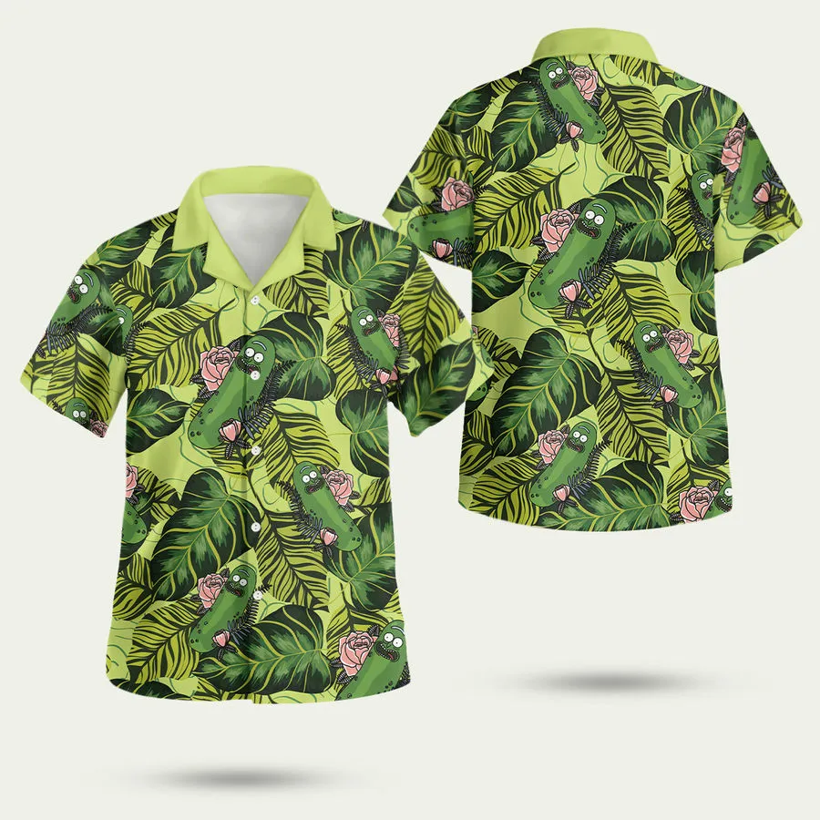 Pickle Rick Tropical Jungle Hawaiian Shirt