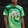 Rick and Morty Cartoon Character And Spiral Tie-Dye Shirt front