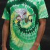 Rick and Morty Cartoon Character And Spiral Tie-Dye Shirt front near