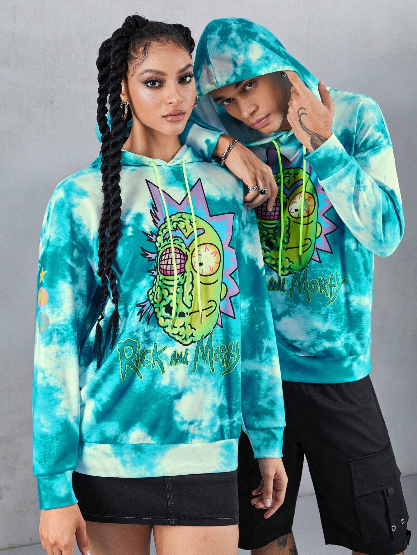 Rick and Morty Cartoon Character & Letter Hoodie Cool