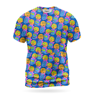 Rick and Morty Neon Pop Faces Shirt